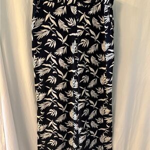 LOFT Monochrome Leaf Pattern wide leg trousers size L
